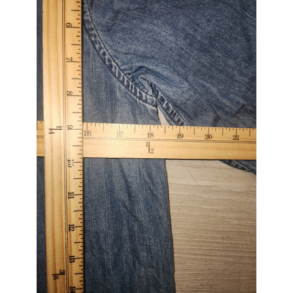 RAG & BONE Denim Lace Up Front Short Sleeve Blouse M Chambray Top Comfy casual - Picture 8 of 10
